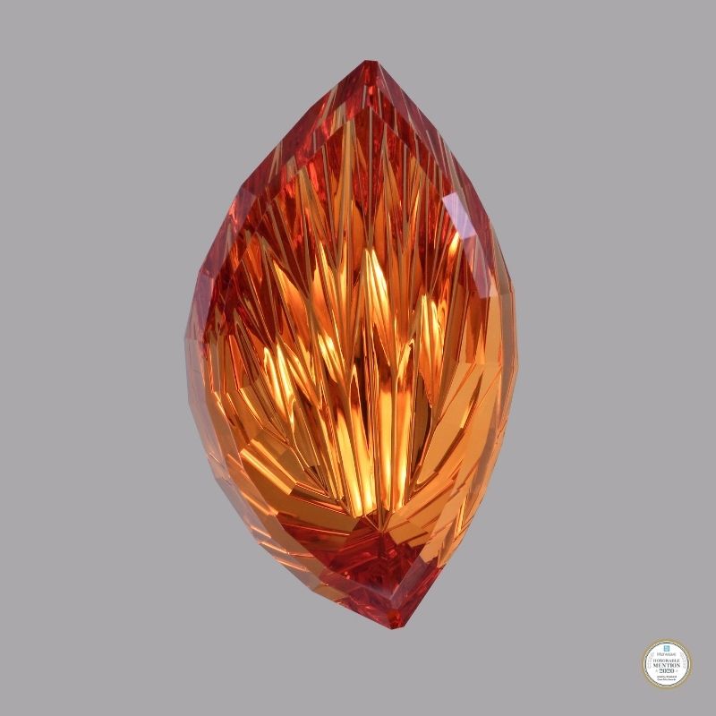Citrine Internal Flame 31.73 cts Interweave Jewelry Award Honorable mention cut by John Dyer